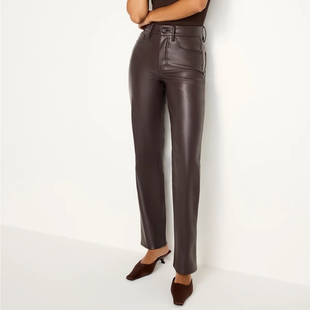 Good American Icon Faux Leather Straight Leg Pant